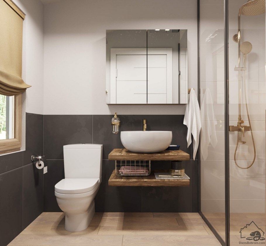 Туалет и ванная в одном стиле