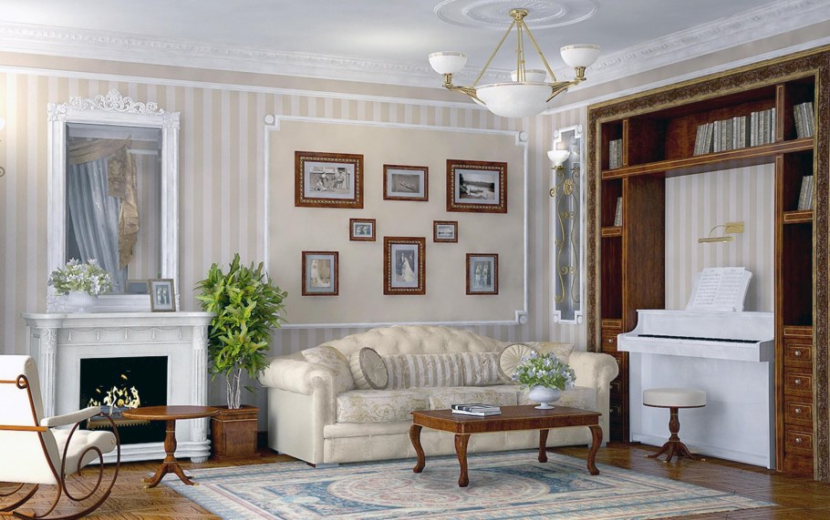 Обои в стиле Ампир для гостиной