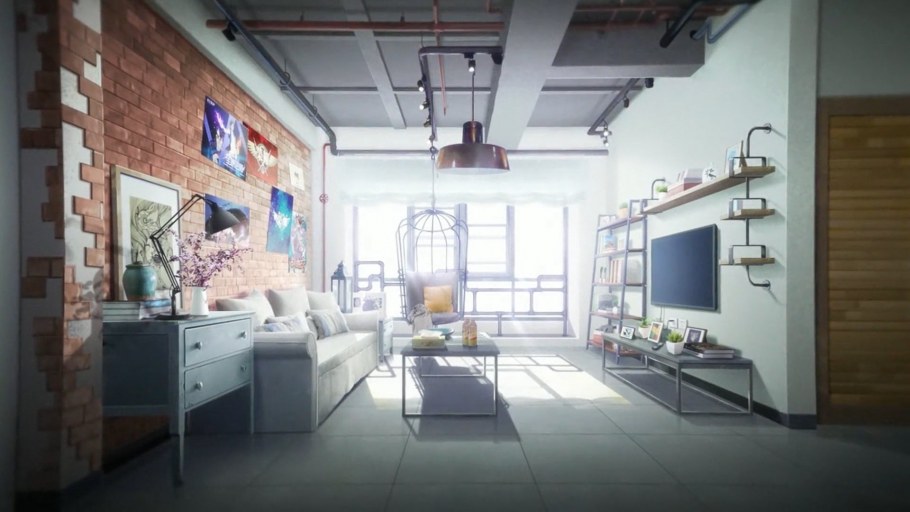 Аниме комната с телевизором