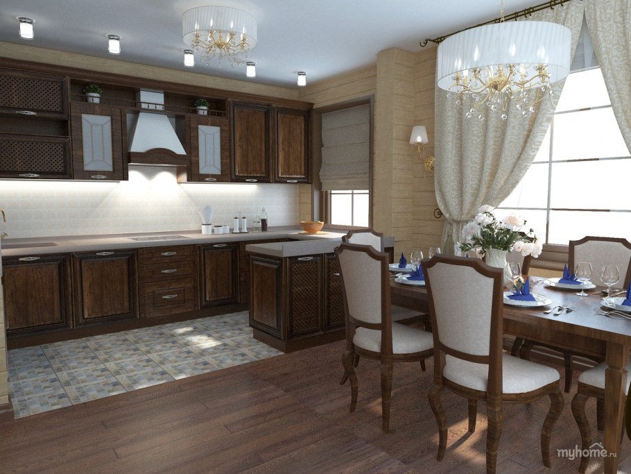 Проект кухни в загородном доме