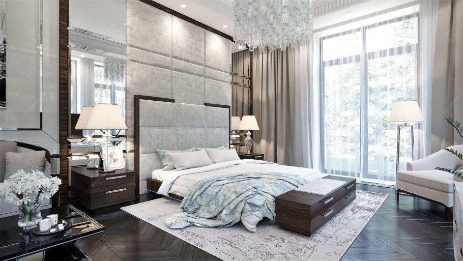 Спальня в стиле арт деко отделка деревом