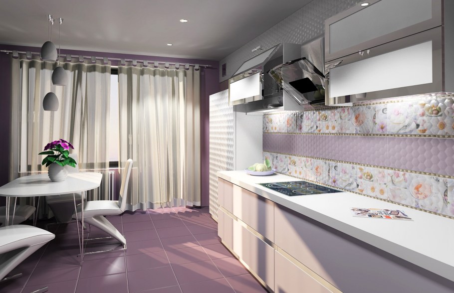Розовая кухня в интерьере