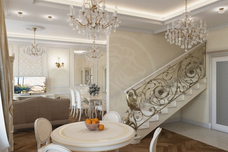 Белый интерьер барнхаусов