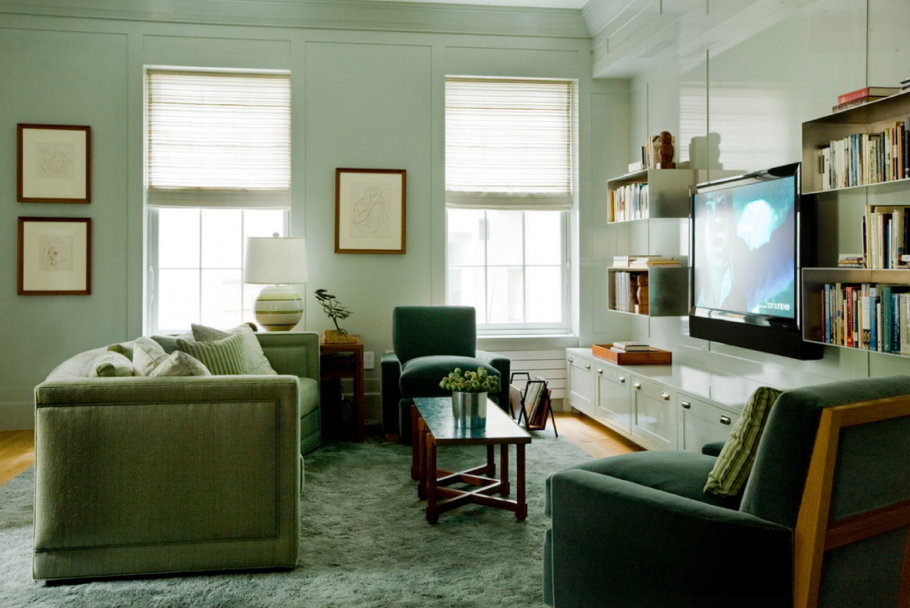 Изумрудный цвет стен в интерьере