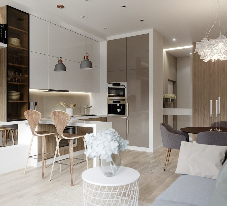 Кухня с гостинной 30кв м