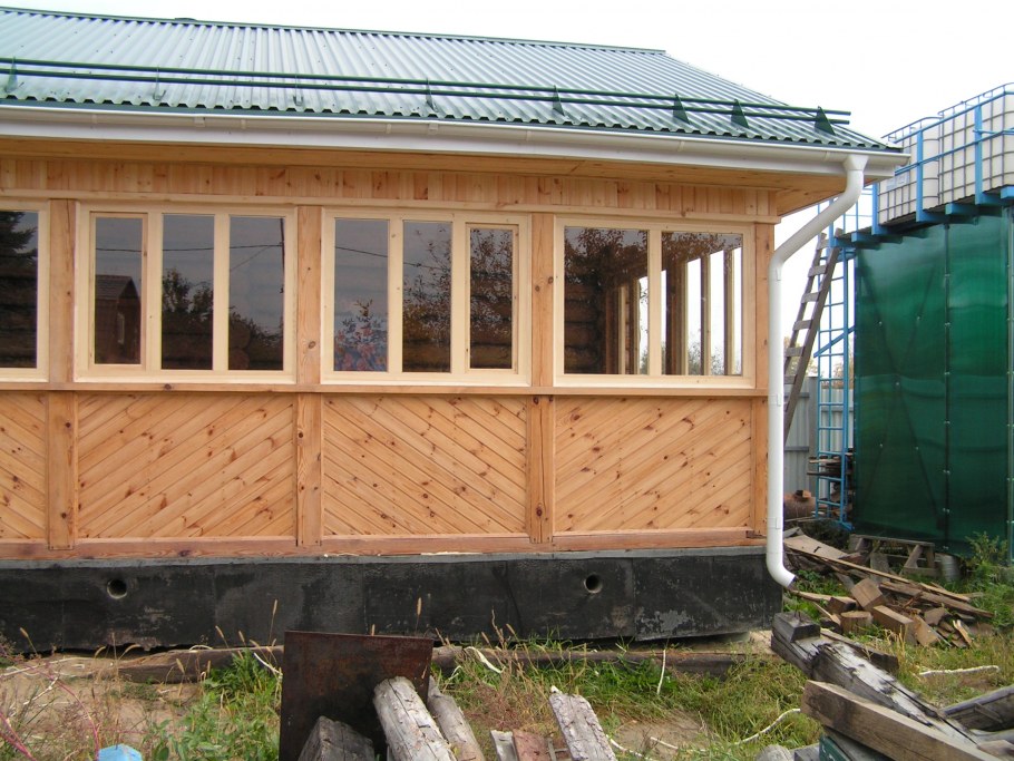 Пристройка веранды к бане