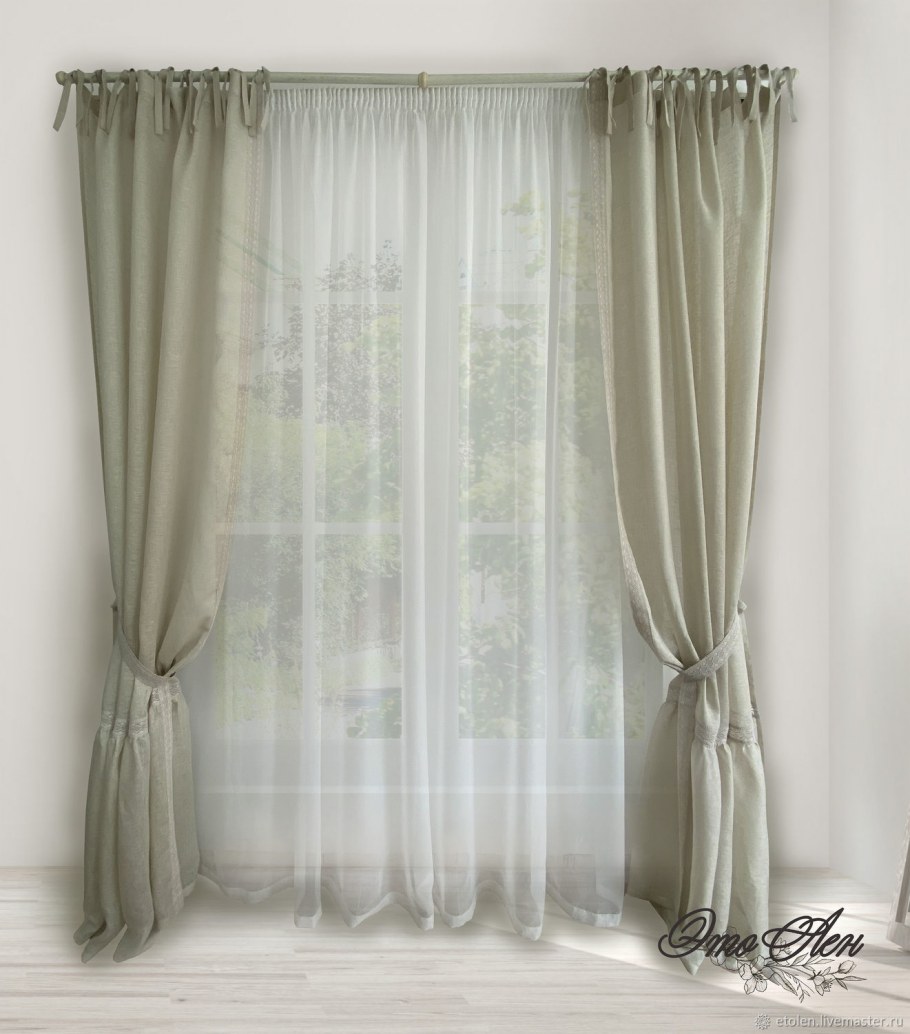 Льняные шторы экостиль