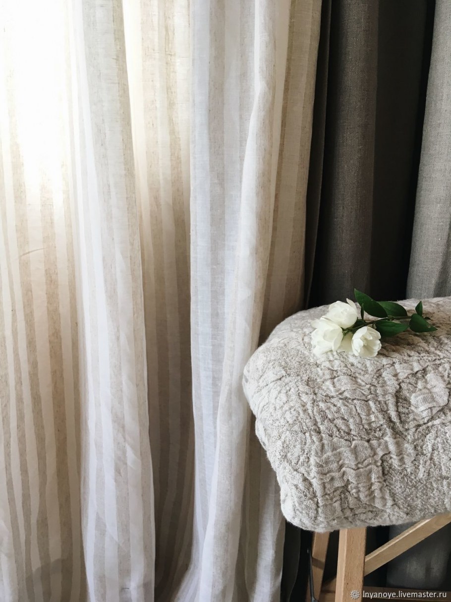 Льняные шторы на завязках