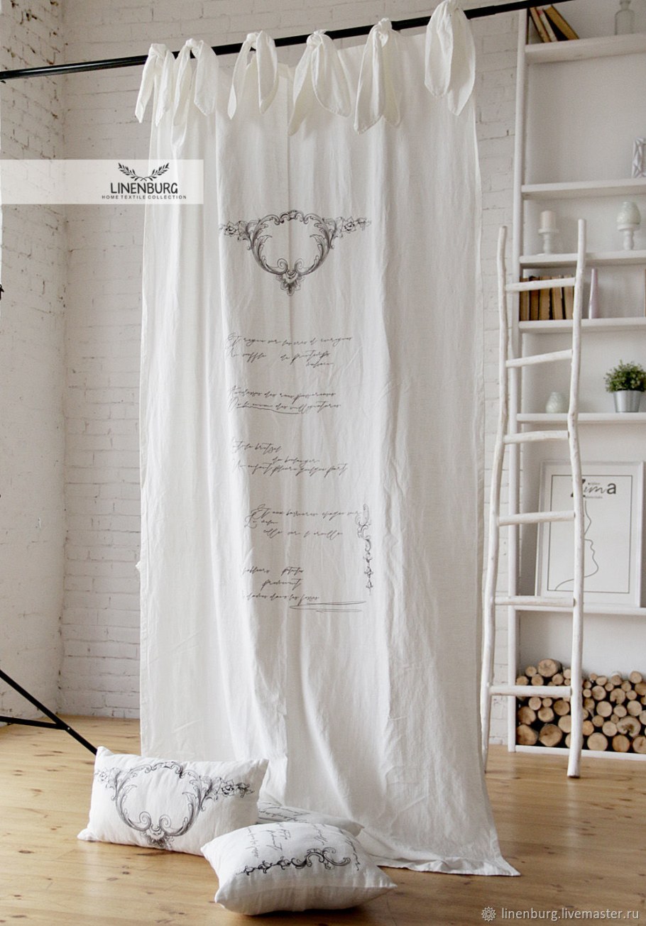 Бежевые льняные шторы