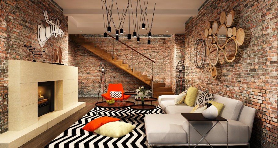 Loft Interior Design кирпич