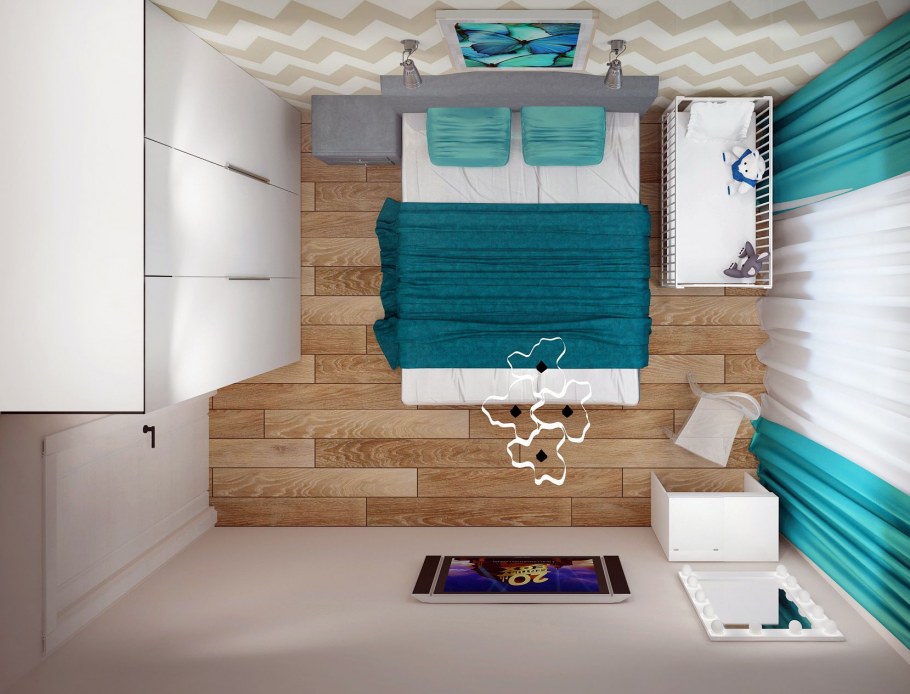 Дизайн спальни сверху