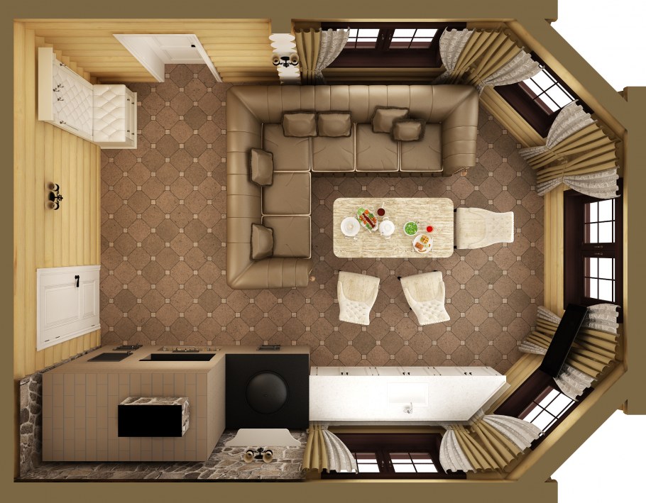 Спальня вид сверху с мебелью на план