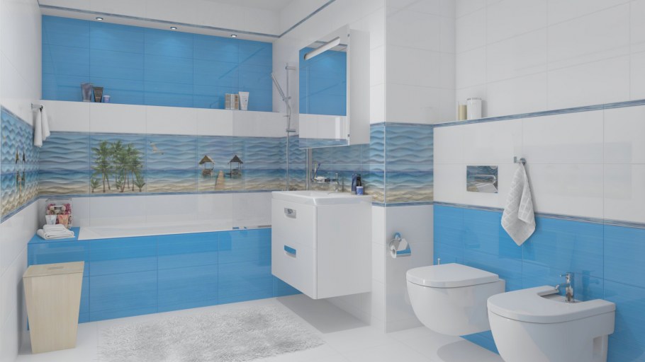 Плитка лазурь Березакерамика корабль