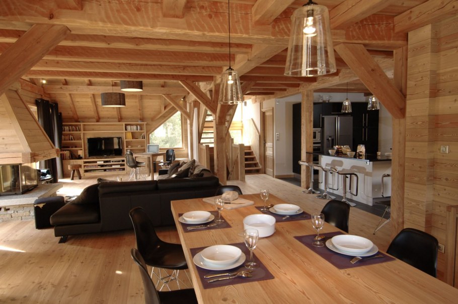 Шале интерьер внутри первого этажа