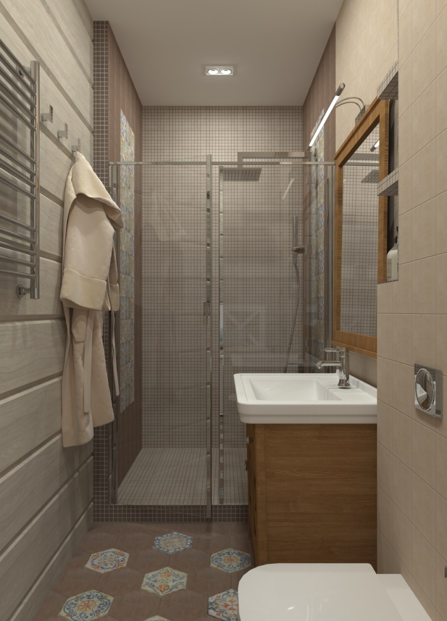 Маленький санузел с душем