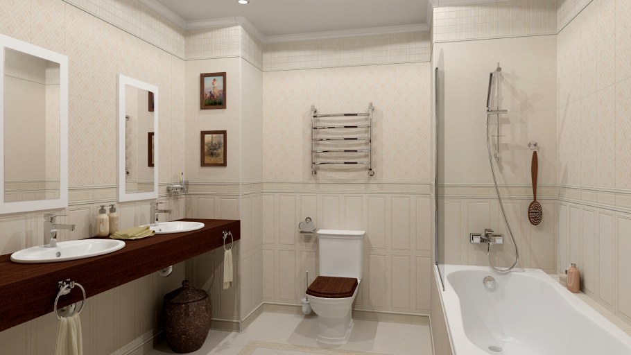 Санузел плитка метротил стиль Неоклассика