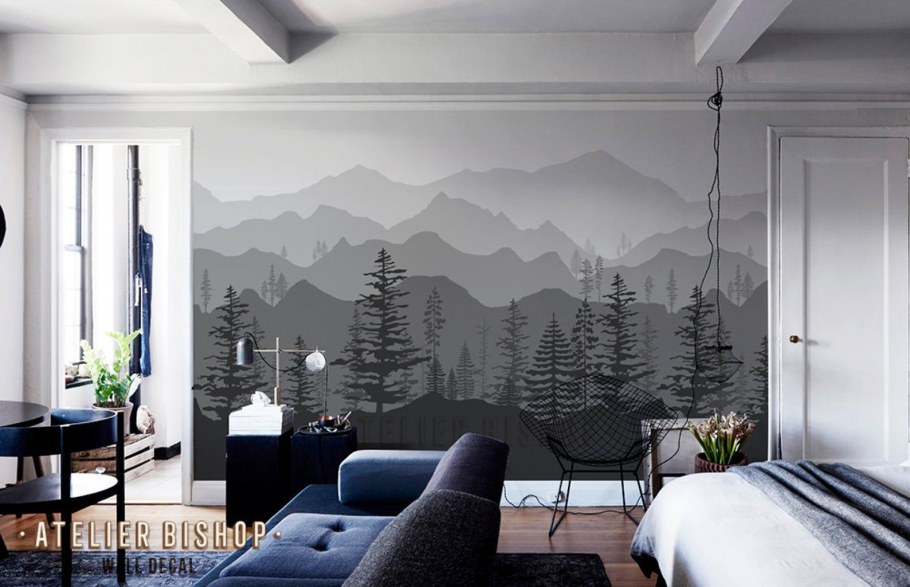 Стилизованные горы на стене