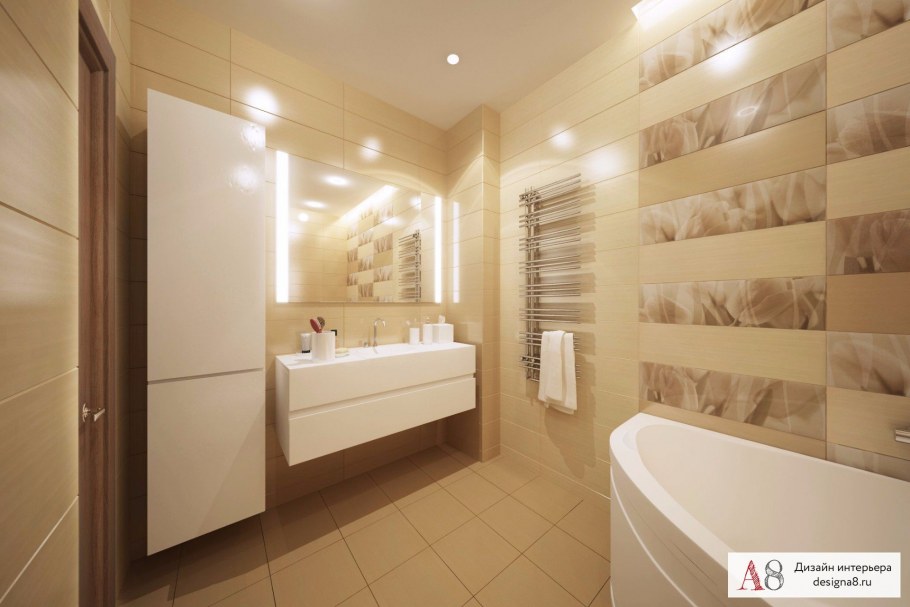 Бело бежевая ванная