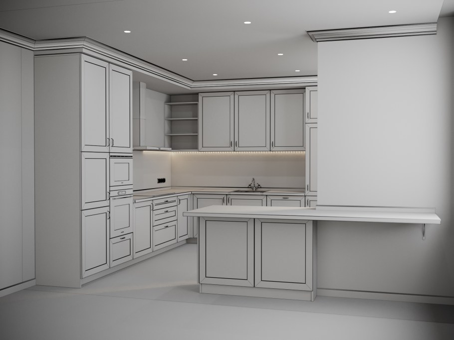 Визуализация кухни в 3d Max