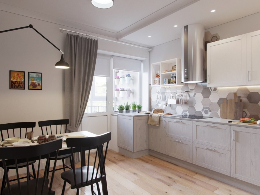 Белая кухня визуализация