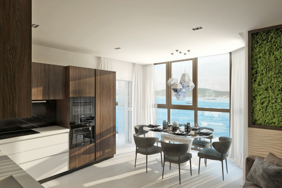 3д визуализация кухни Минимализм