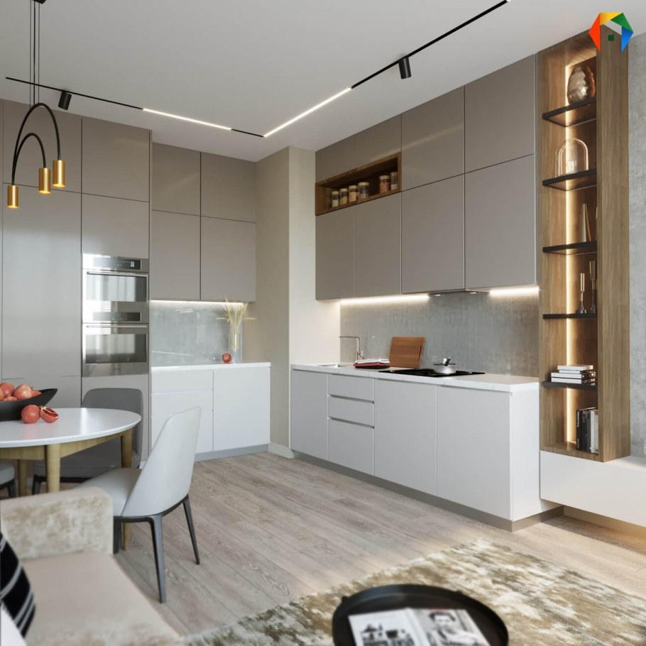 Визуализация кухни гостиной