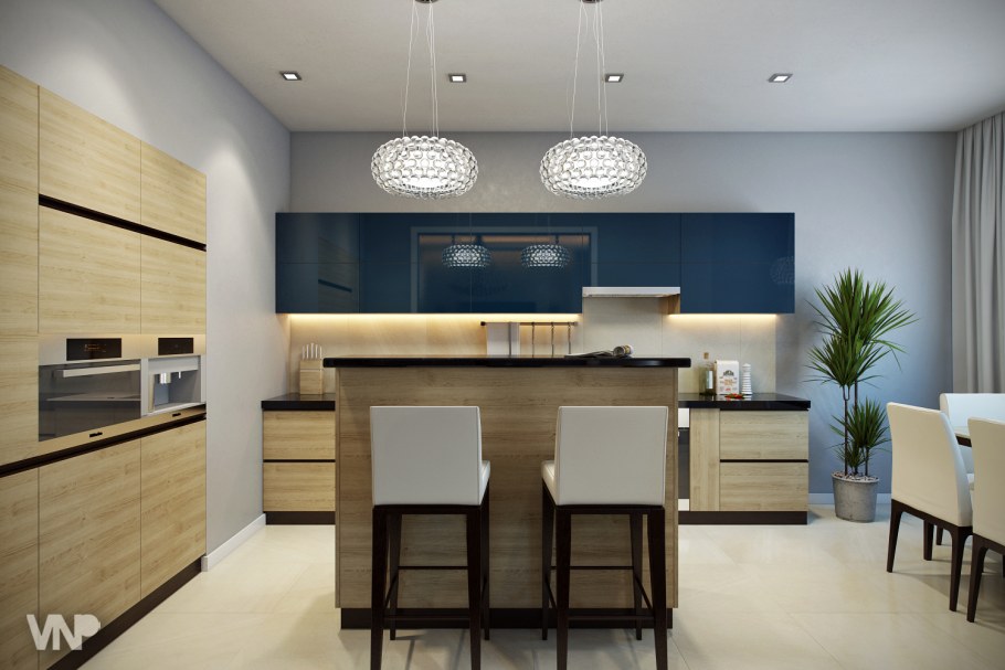 3д визуализация кухни Минимализм