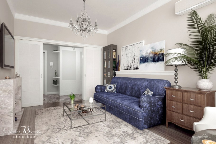 Квартира студия в неоклассическом стиле 30 кв.м