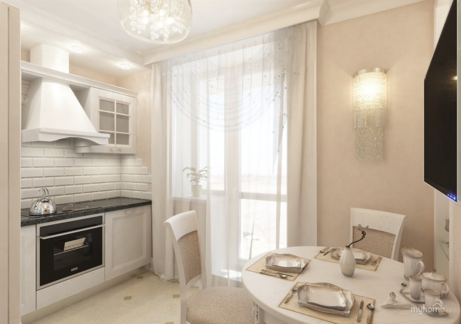 Кухня Неоклассика белая хрущевка