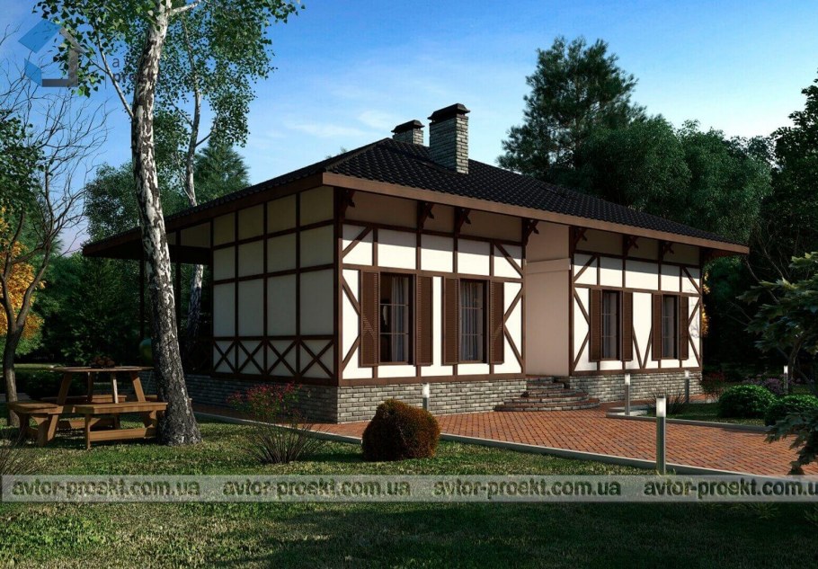 Фахверк с вальмовой крышей