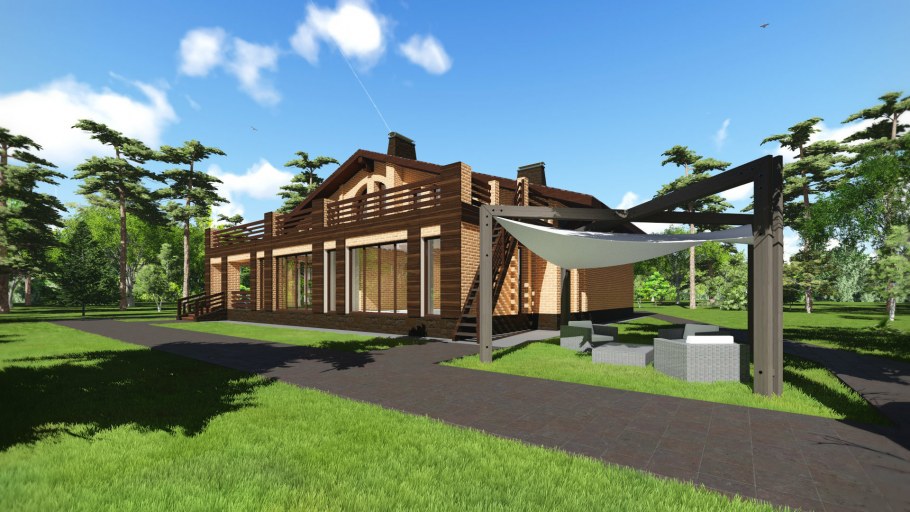 Одноэтажный дом в стиле Шале 80 кв.м