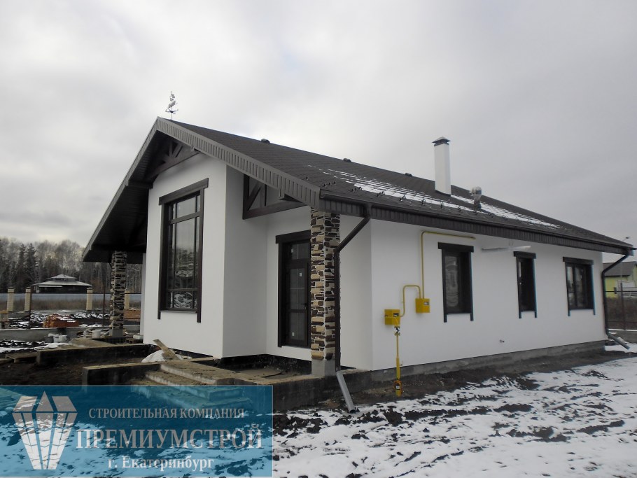 Одноэтажный дом из газобетона в скандинавском стиле