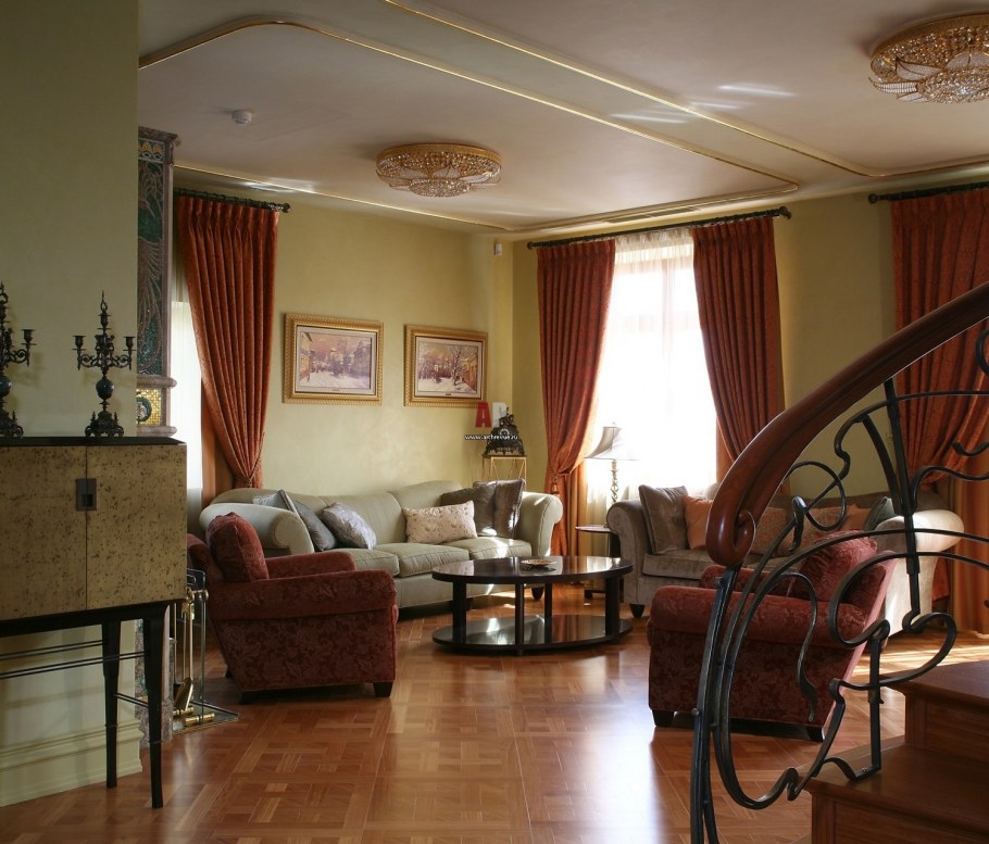 Интерьер гостиной в стиле арт нуво