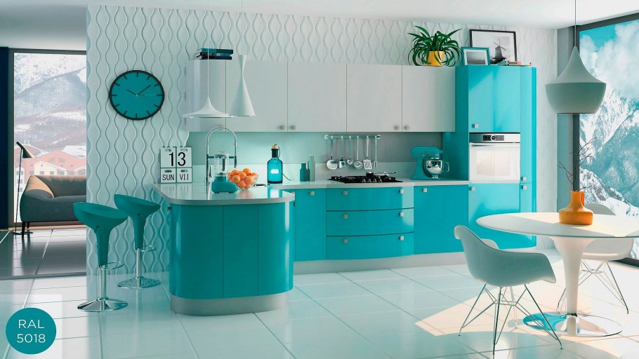 Гостиная в бирюзово сиреневых тонах