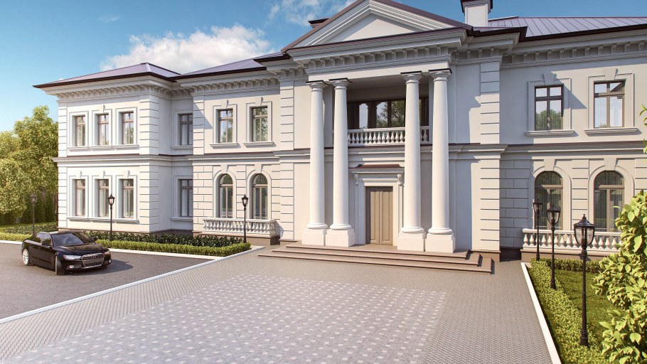 Дом в классическом стиле с колоннами