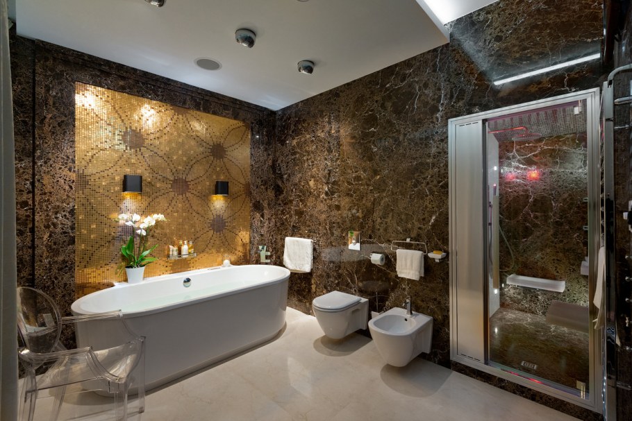 Интерьер ванной комнаты в стиле арт деко