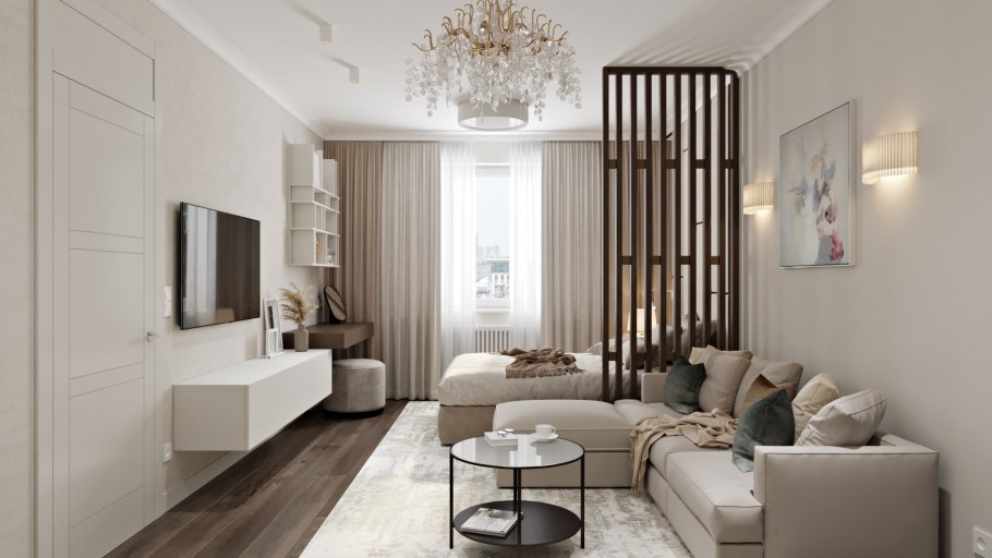 Современный интерьер гостиной в светлых тонах реальные фото