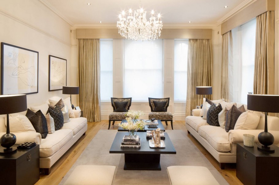 Бежевый интерьер гостиной