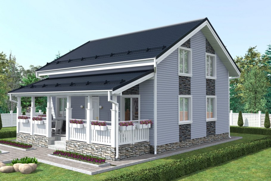 Белый дом с крыльцом