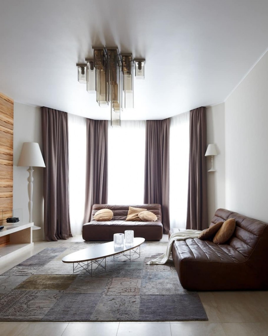 Гостиная с эркером в современном стиле