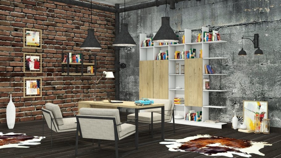 Серая спальня лофт