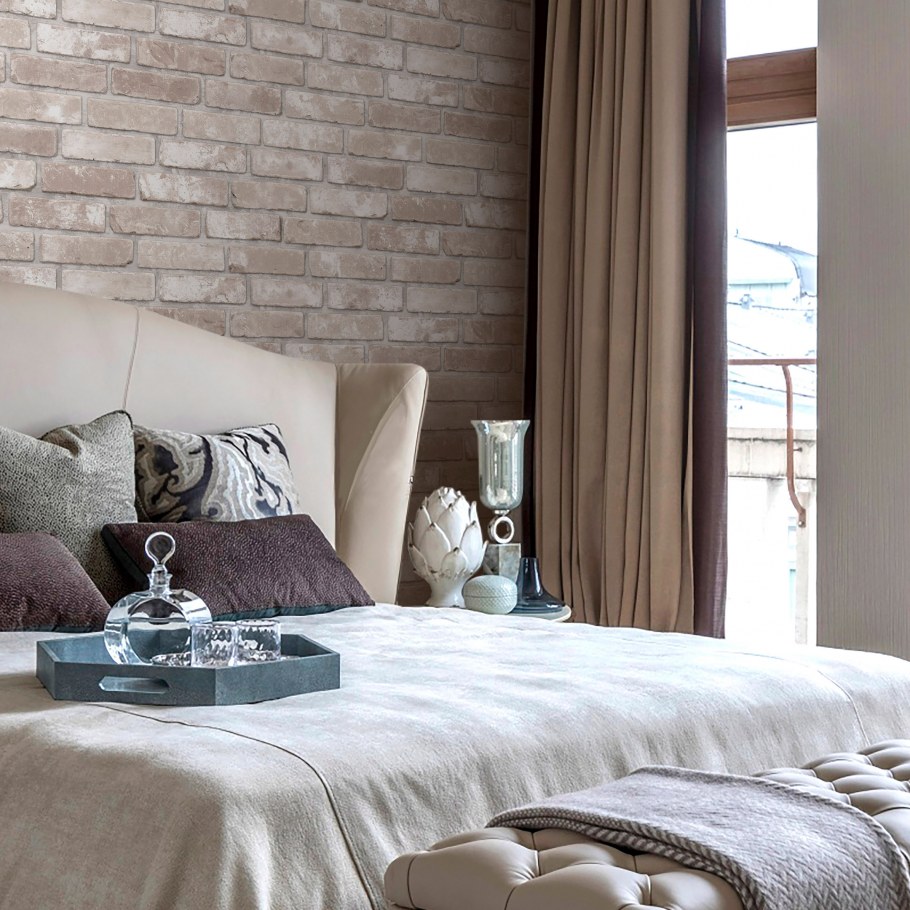 Сочетание белого кирпича в интерьере