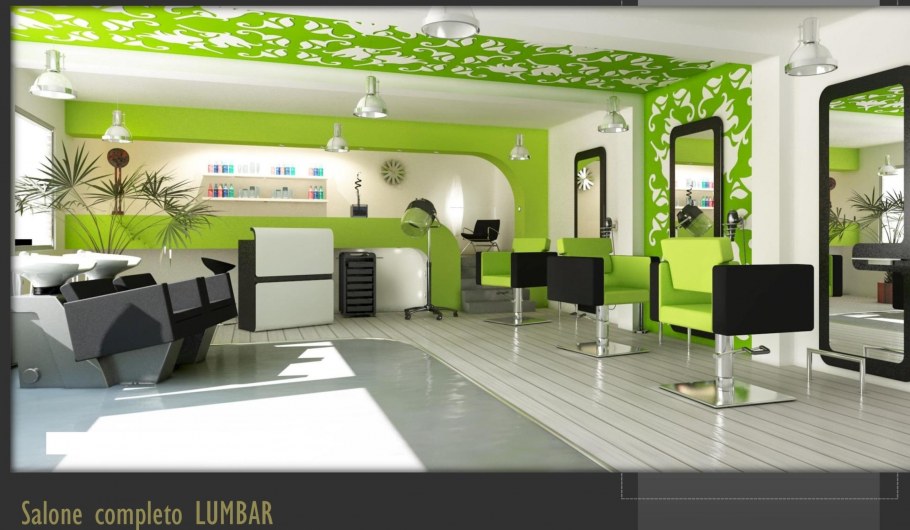 Салон красоты в черно белом и светло зеленых тонах