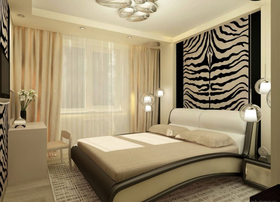 Обои Зебра в интерьере спальни