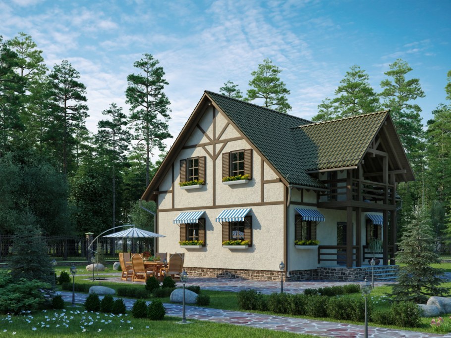 Дома с зеленой крышей в немецком стиле