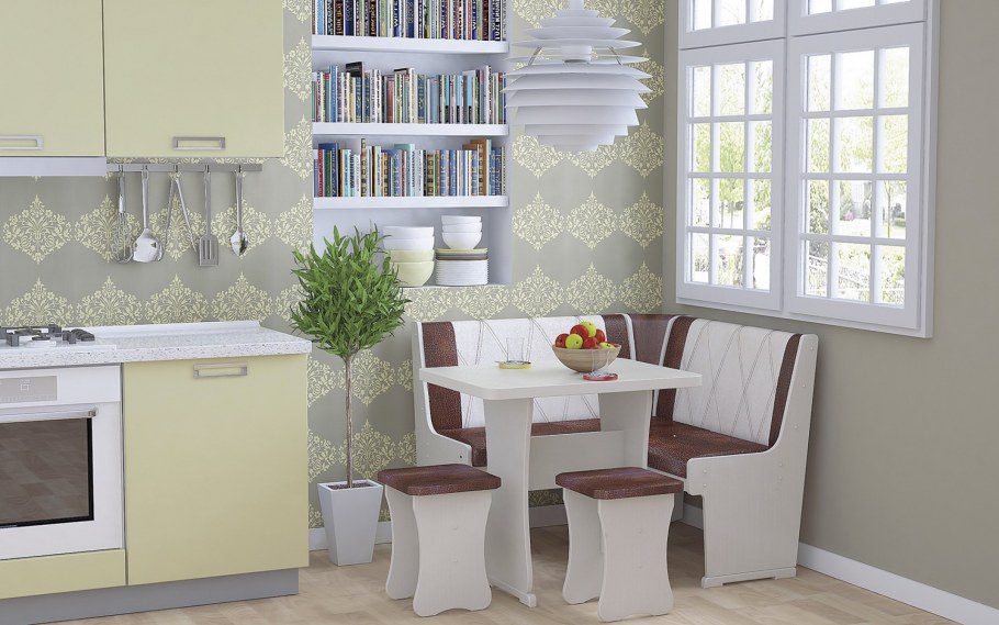 Кухонный уголок "гамма" мини Тип 2 (дуб/кофе/крем)