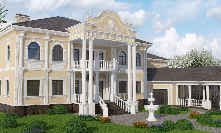 Фасад особняка в лепнине