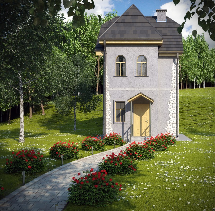 Маленький домик с башенкой