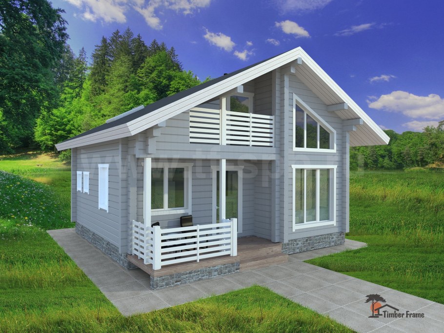 Дачный домик с балконом