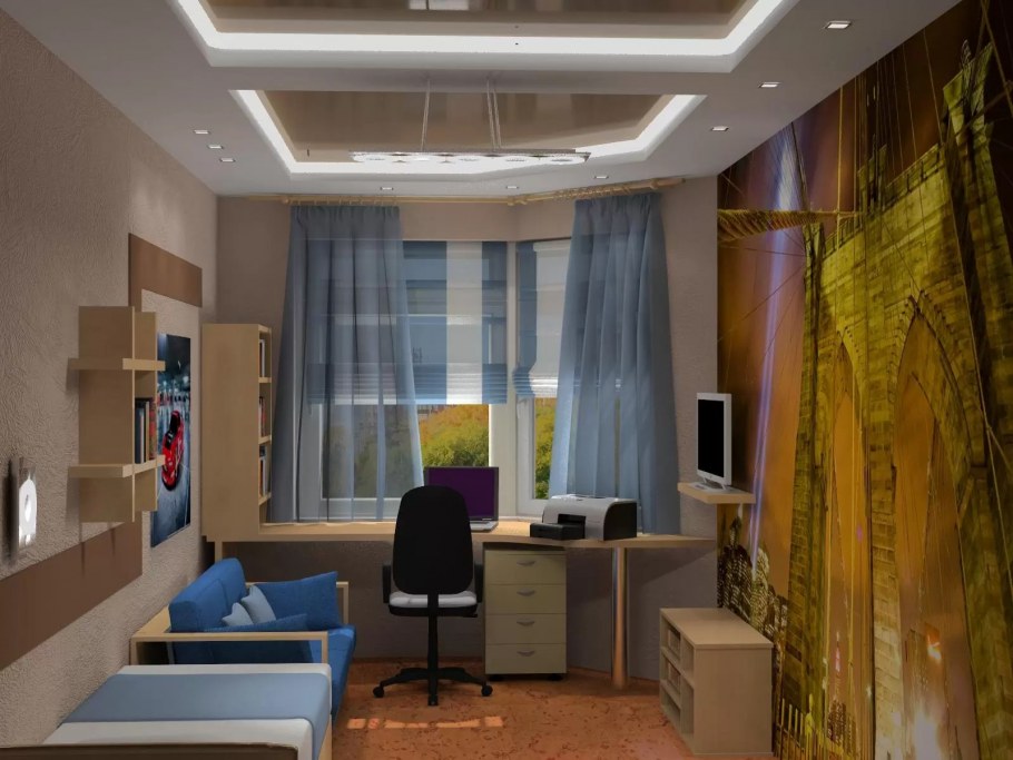 Комната для подростка мальчика в серых тонах